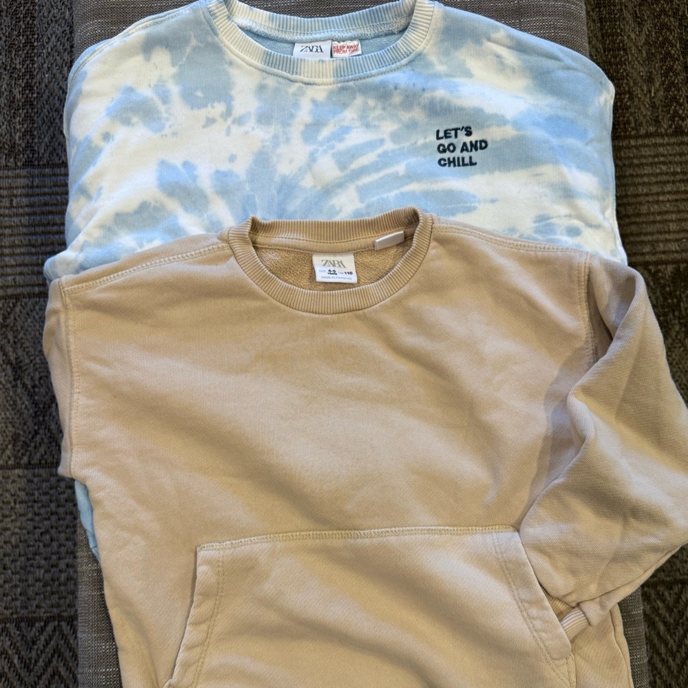 Zara Light Blue Tie-Dye and beige / tan Sweatshirt bundle ( 2)